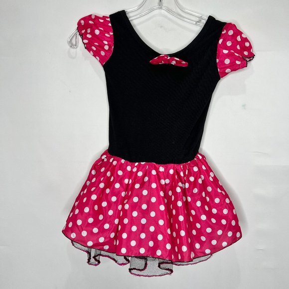 Mini Mouse Girls Costume Dress sz 130 6/7 Net Underskirt Polka Dots Stretch - Picture 1 of 9